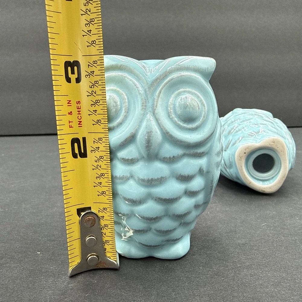 Vtg? Blue Teal Owl Salt & Pepper Shakers‎